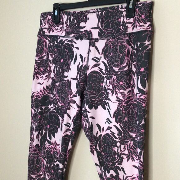 Fabletics Pink & Gray Floral Print Athletic Leggings Size XL - Picture 2 of 6